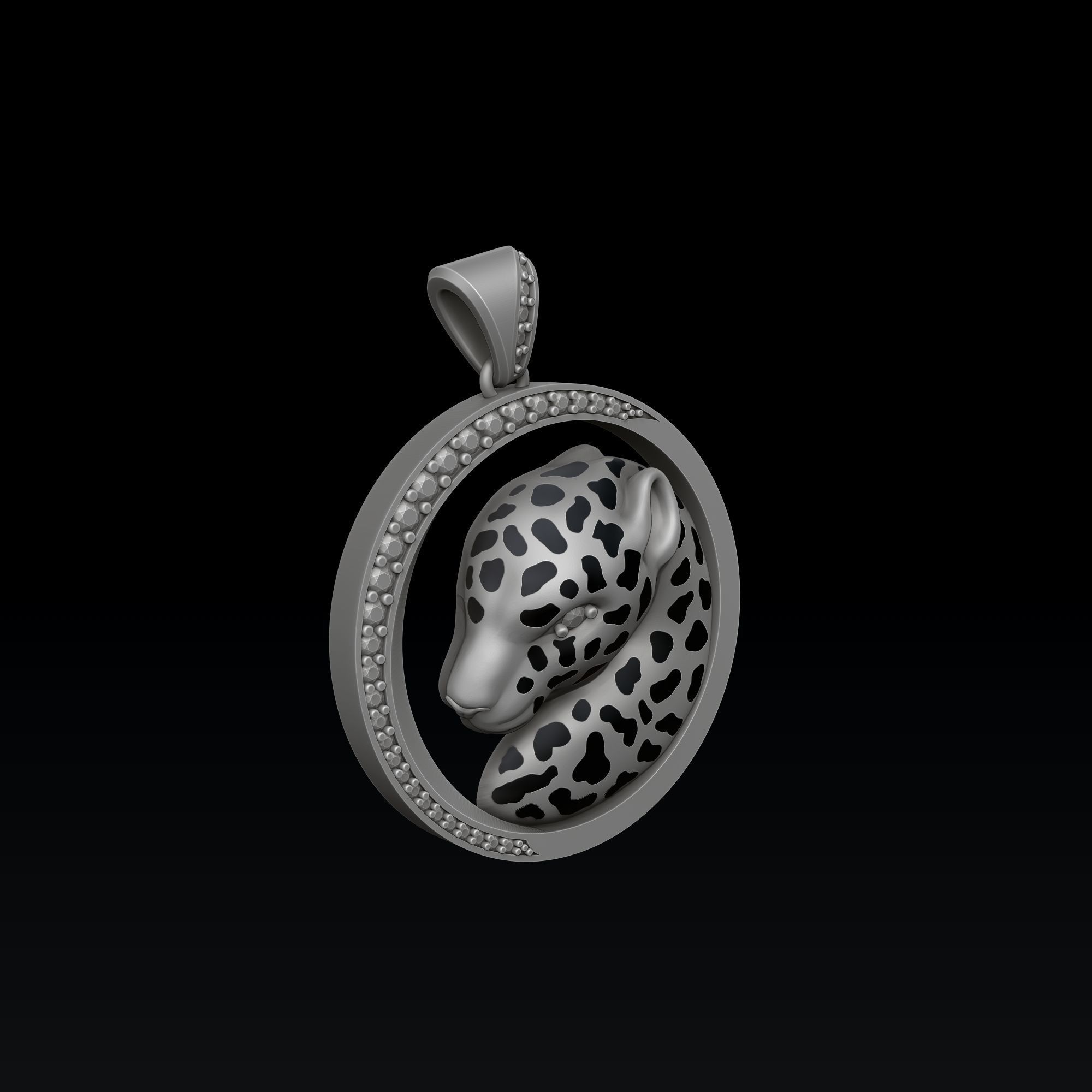 Panthere Pendant With Gems And Enamel 3D print model_2