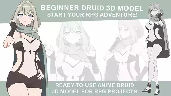 ANIME -  Beginner Druid - RPG Low-poly 3D model