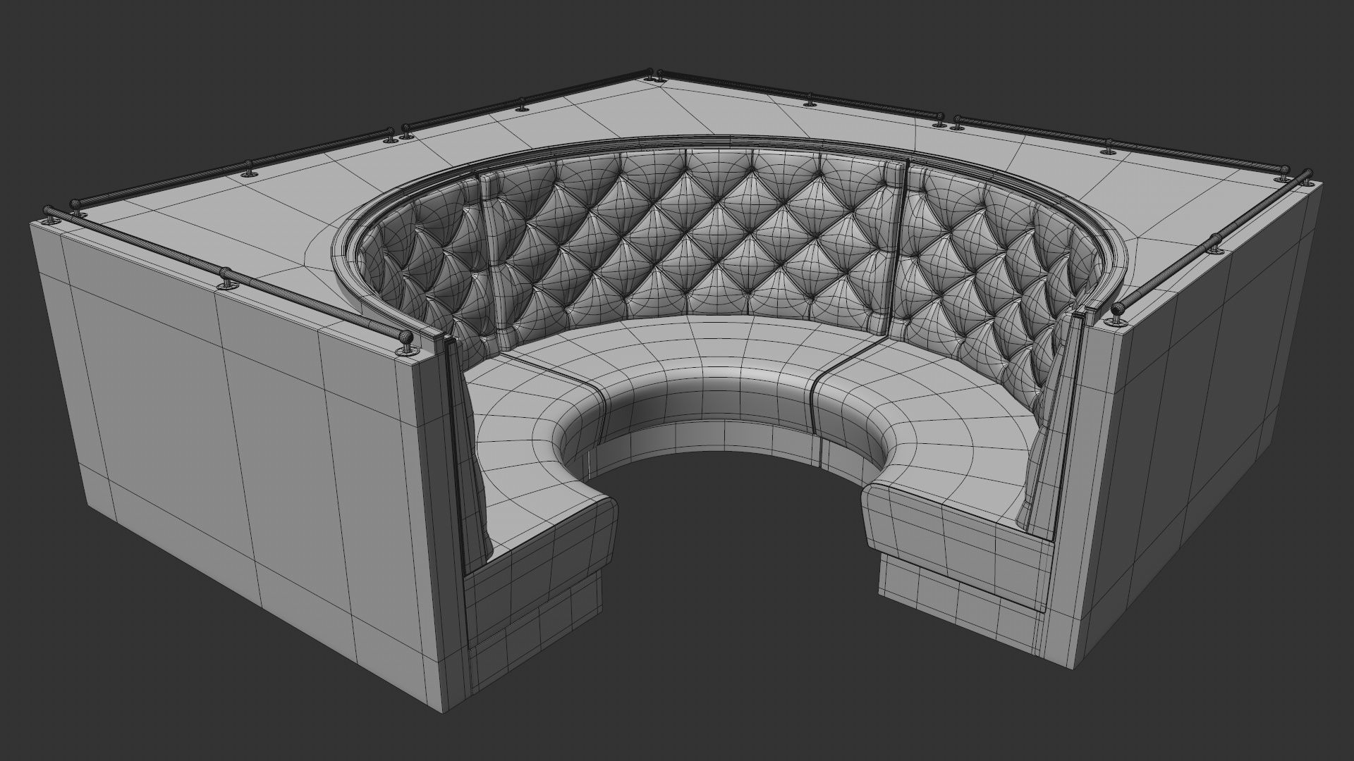 Italian-American Fine Dining Vintage Interior Restaurant Set 3D model_14