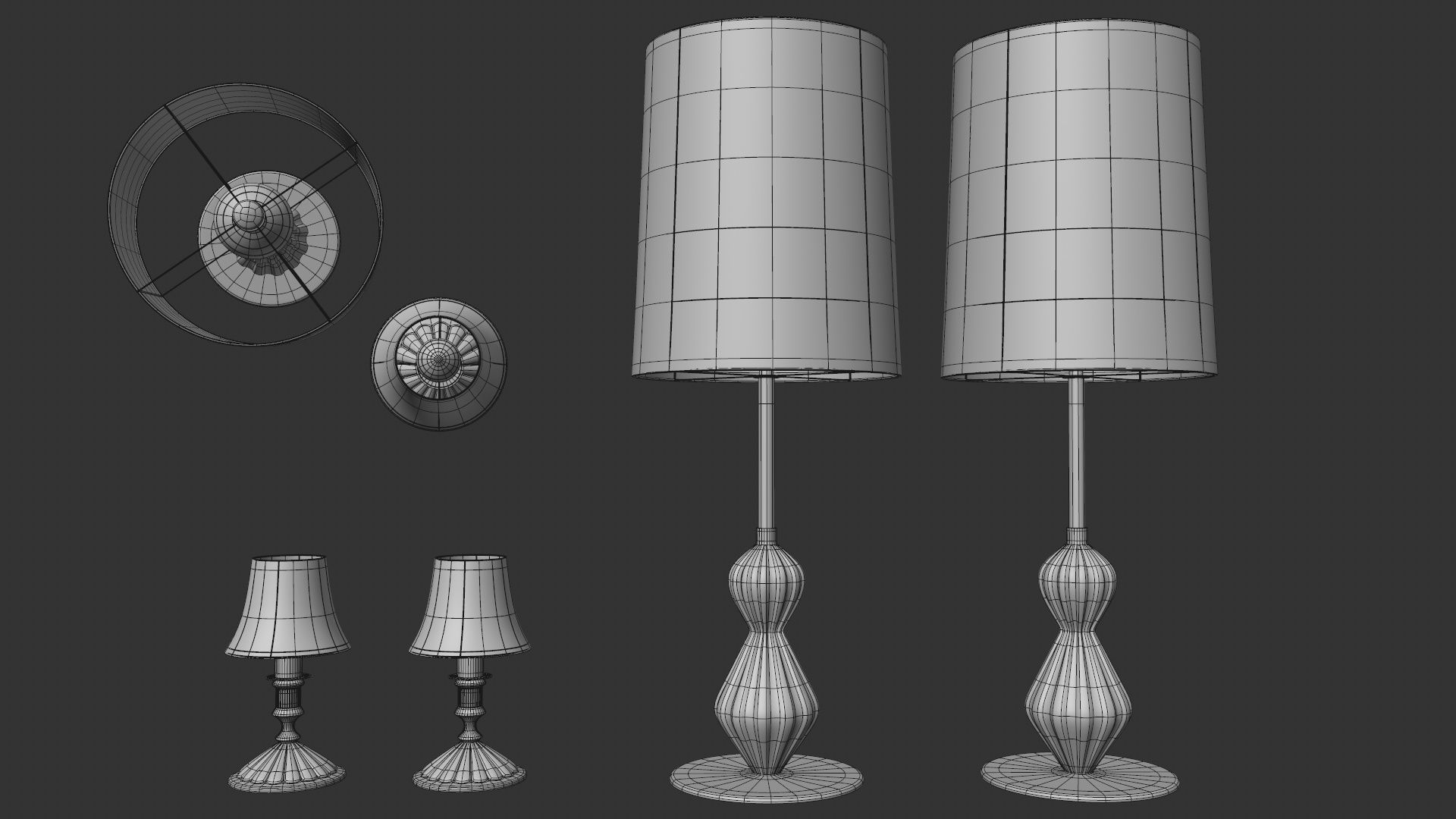 Italian-American Fine Dining Vintage Interior Restaurant Set 3D model_20