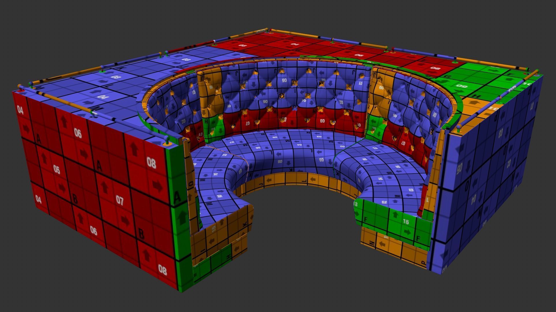 Italian-American Fine Dining Vintage Interior Restaurant Set 3D model_15