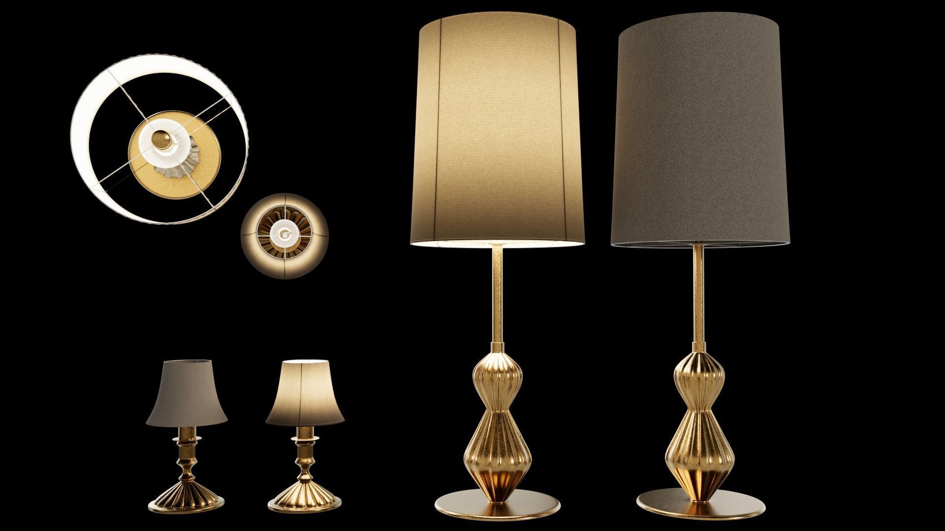 Italian-American Fine Dining Vintage Interior Restaurant Set 3D model_19