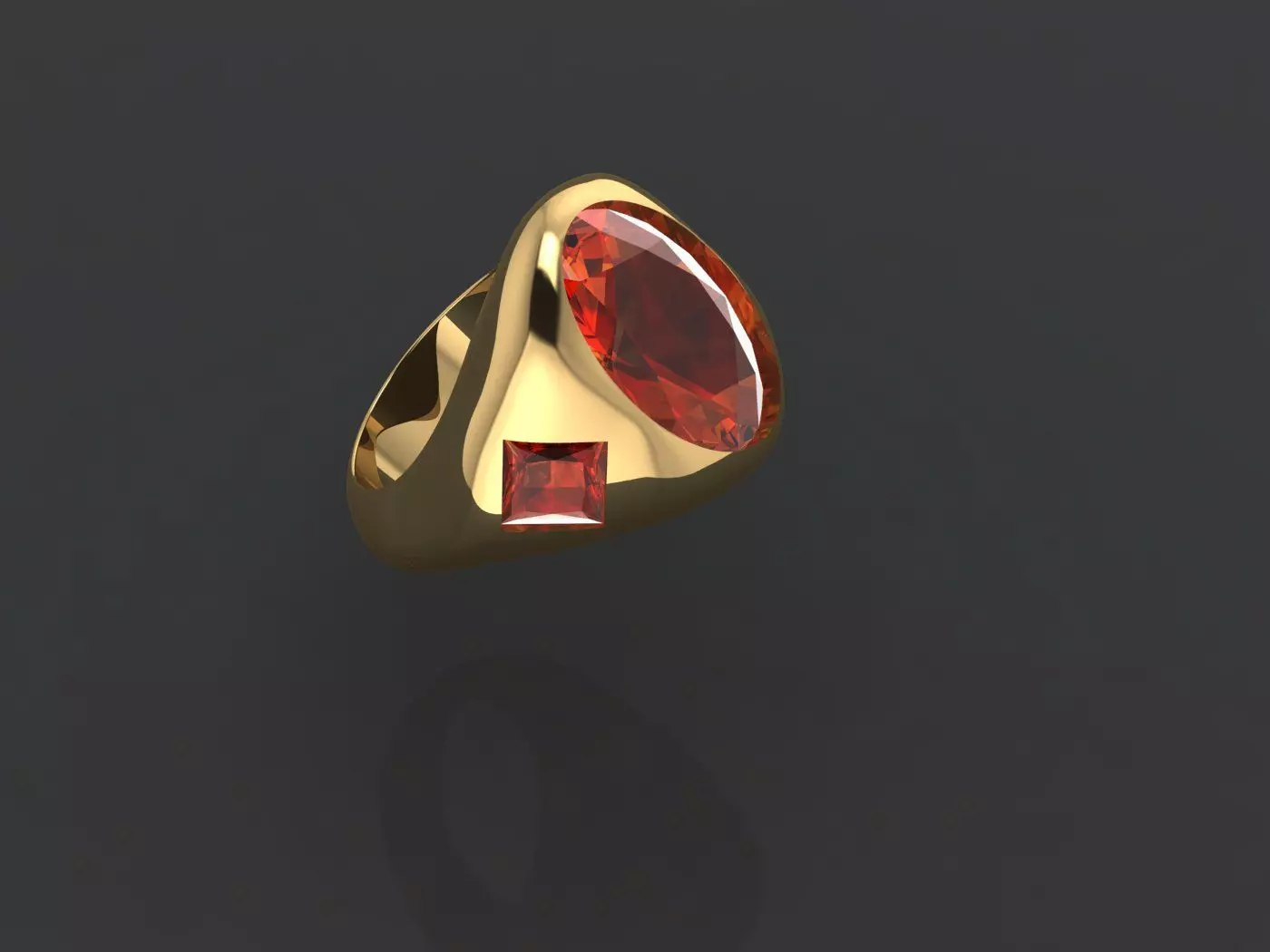 ring white oval and pricess stone 3D print model