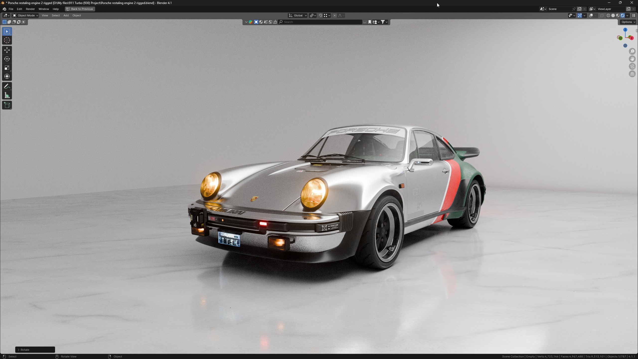 Porsche 911 Turbo 930 Cyberpunk Low-poly 3D model_10