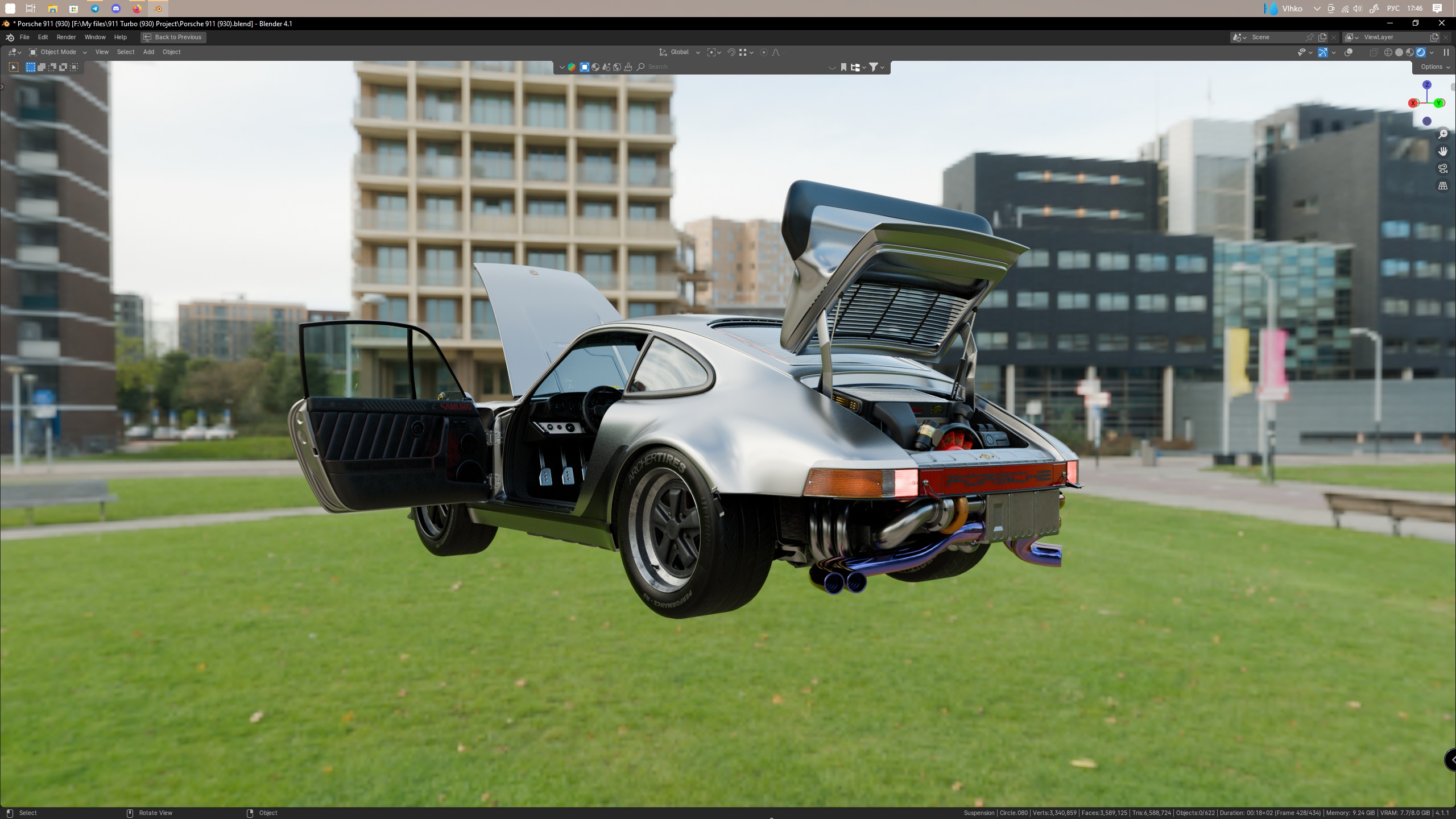 Porsche 911 Turbo 930 Cyberpunk Low-poly 3D model_52