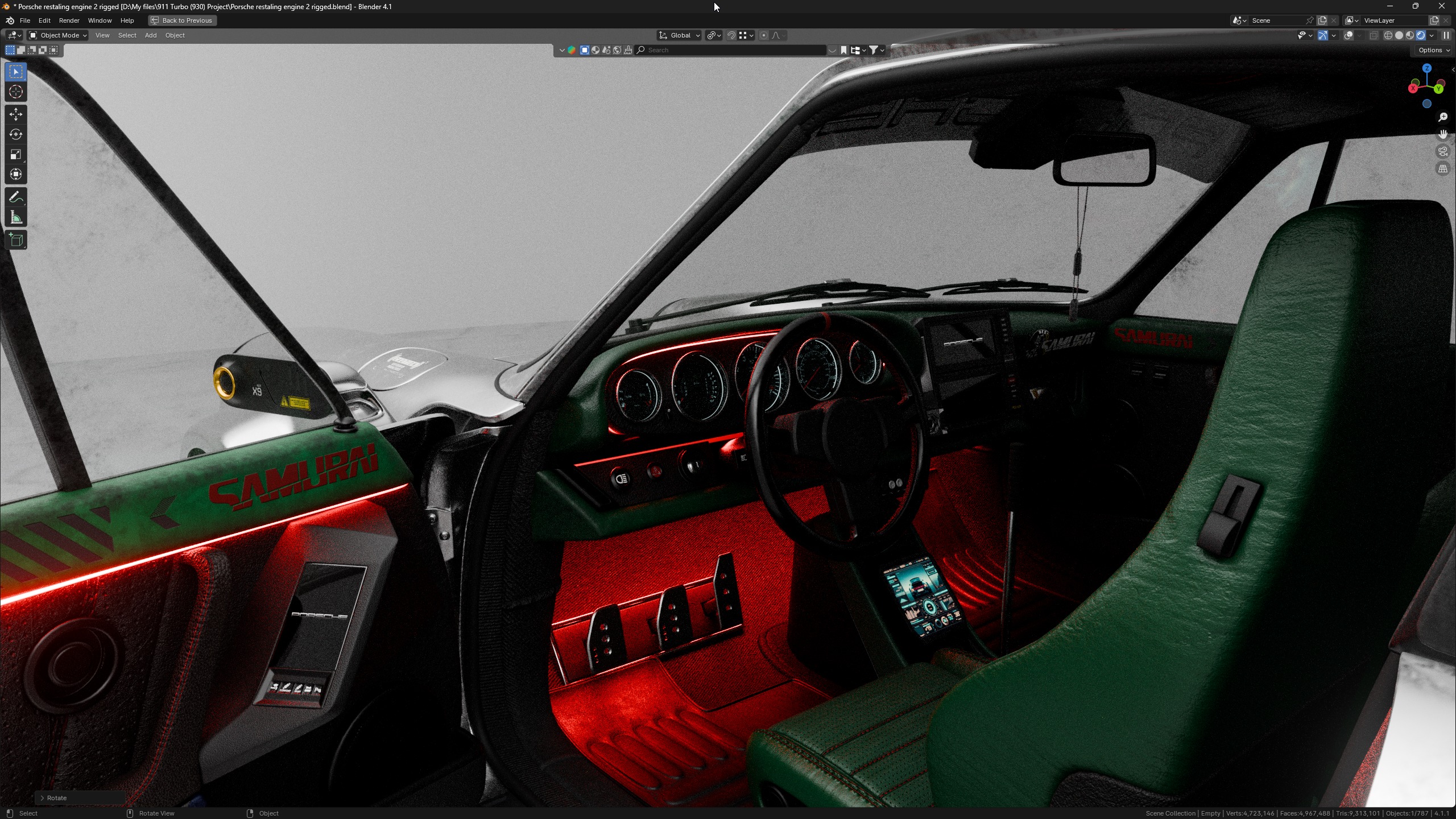 Porsche 911 Turbo 930 Cyberpunk Low-poly 3D model_11