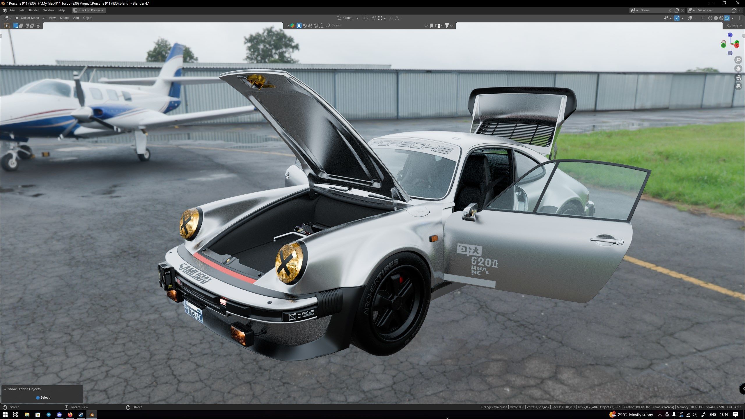 Porsche 911 Turbo 930 Cyberpunk Low-poly 3D model_36