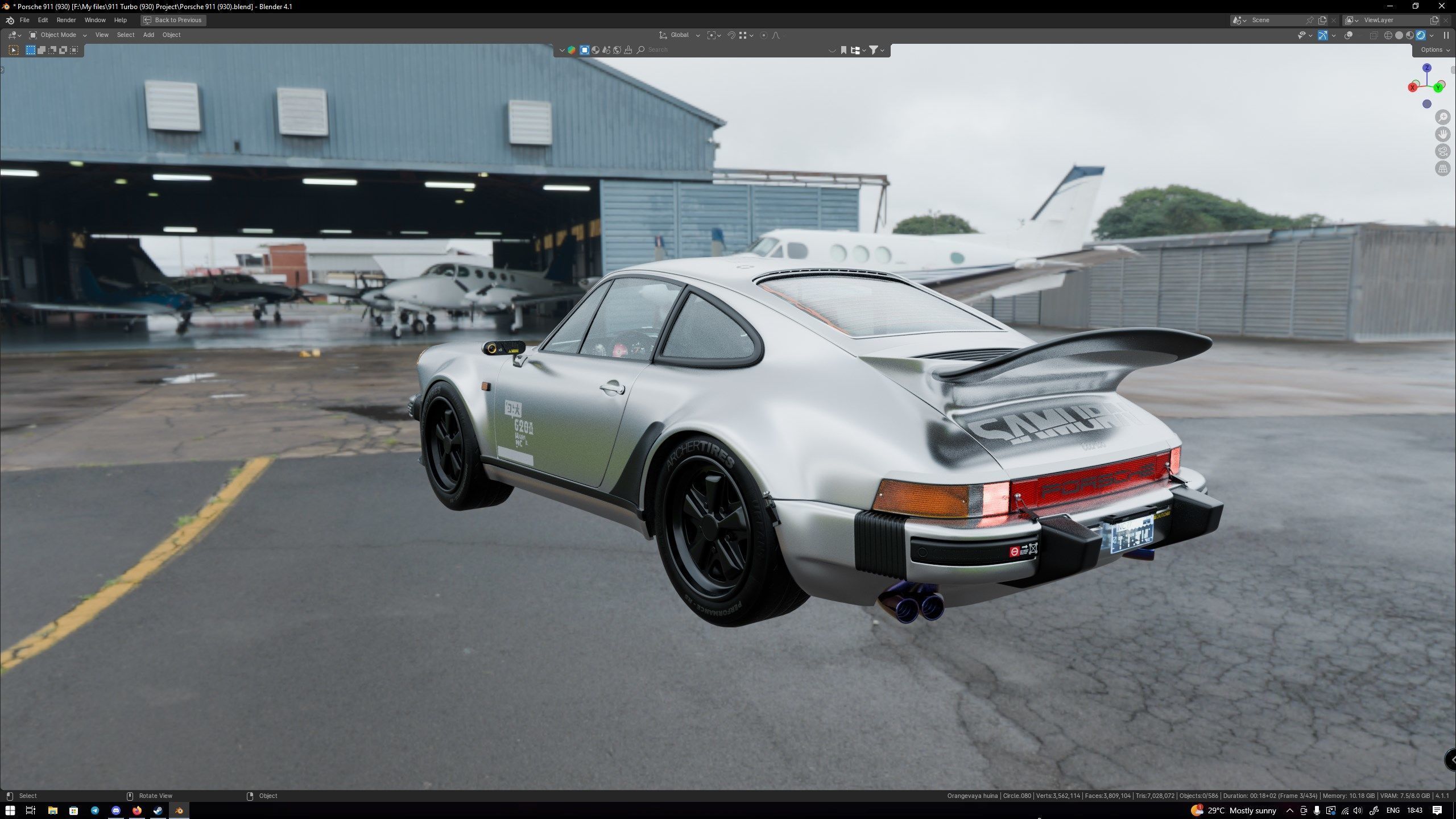 Porsche 911 Turbo 930 Cyberpunk Low-poly 3D model_76