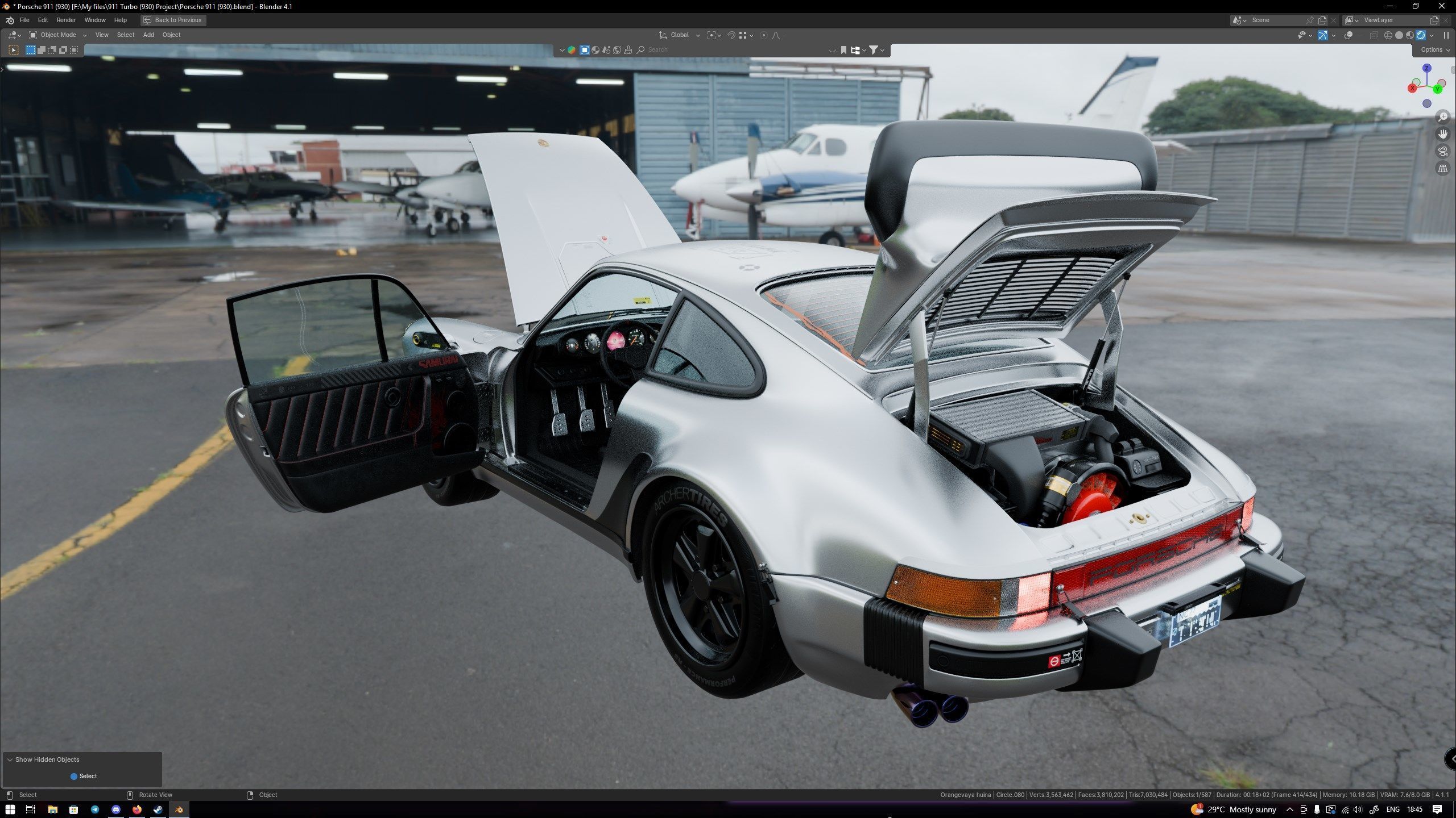 Porsche 911 Turbo 930 Cyberpunk Low-poly 3D model_75
