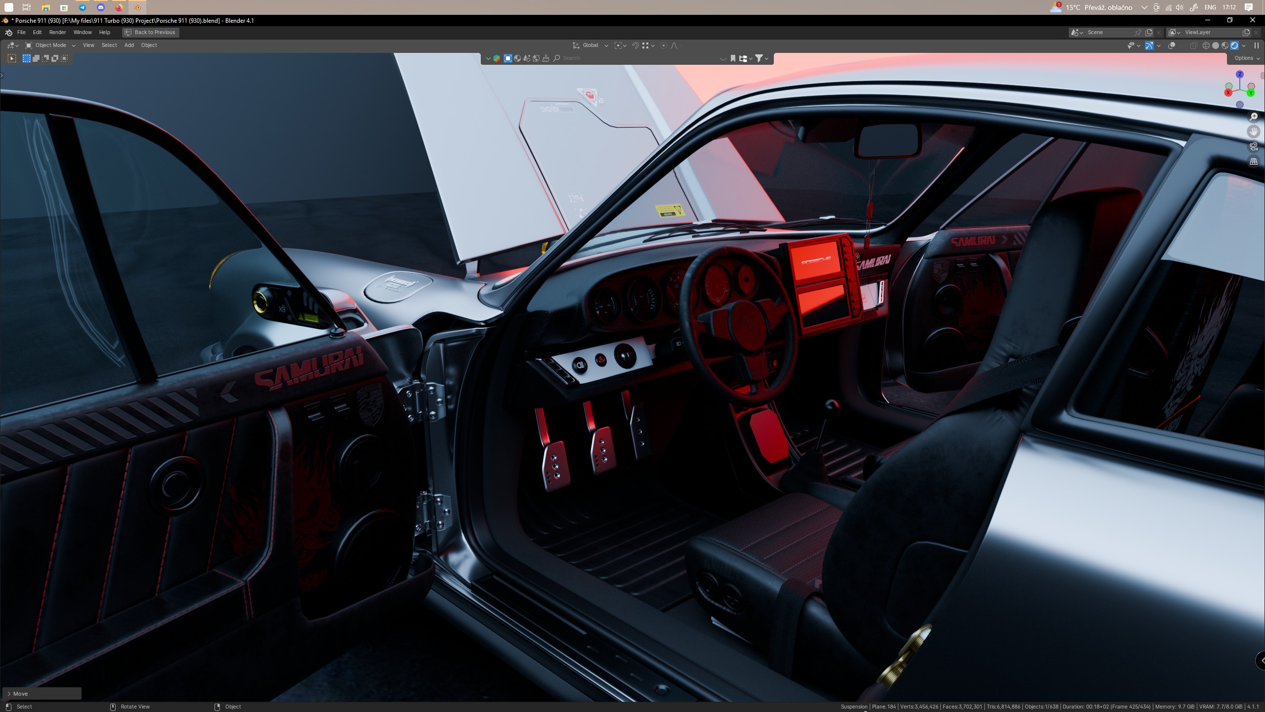 Porsche 911 Turbo 930 Cyberpunk Low-poly 3D model_90