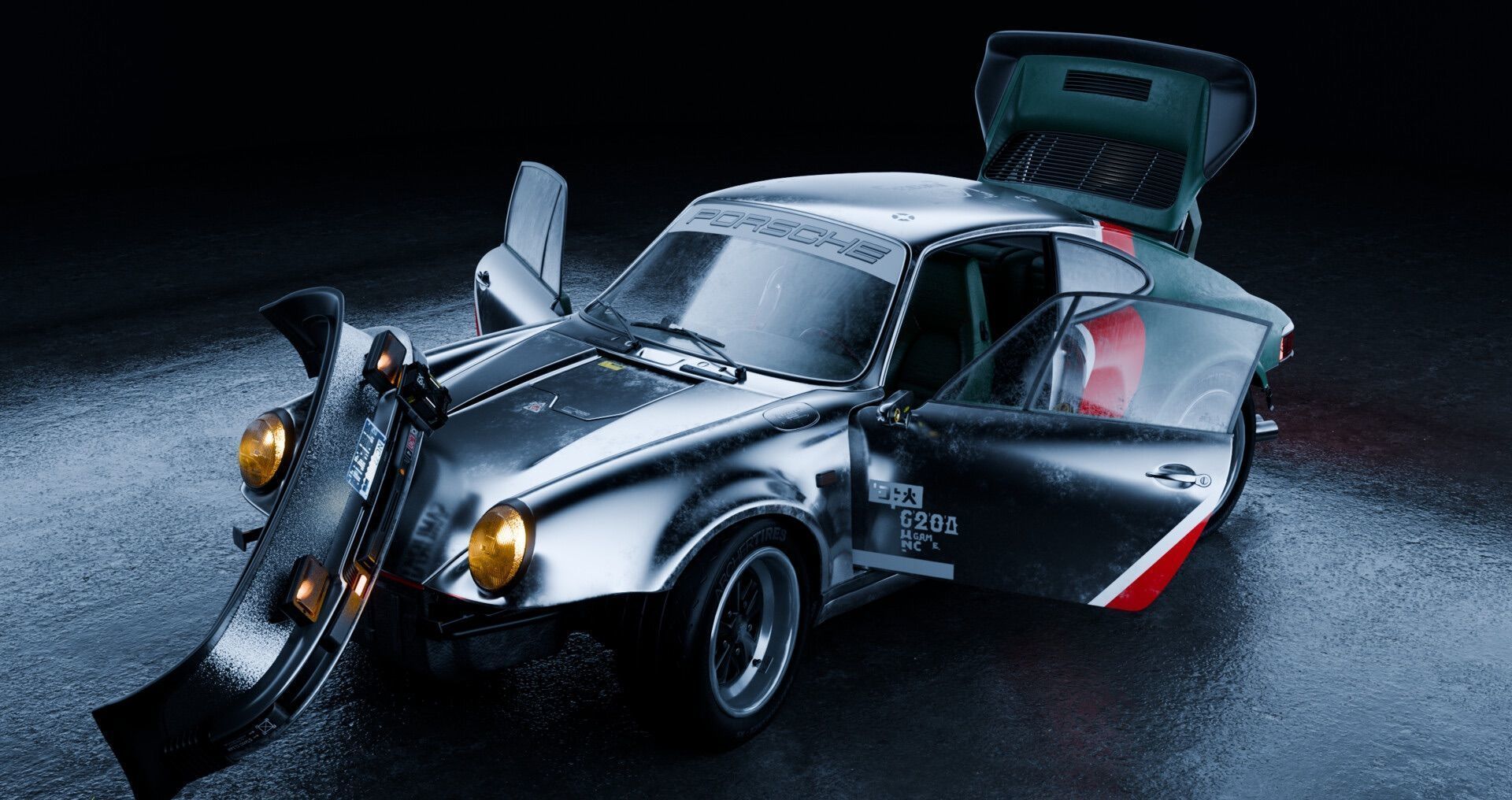 Porsche 911 Turbo 930 Cyberpunk Low-poly 3D model_4