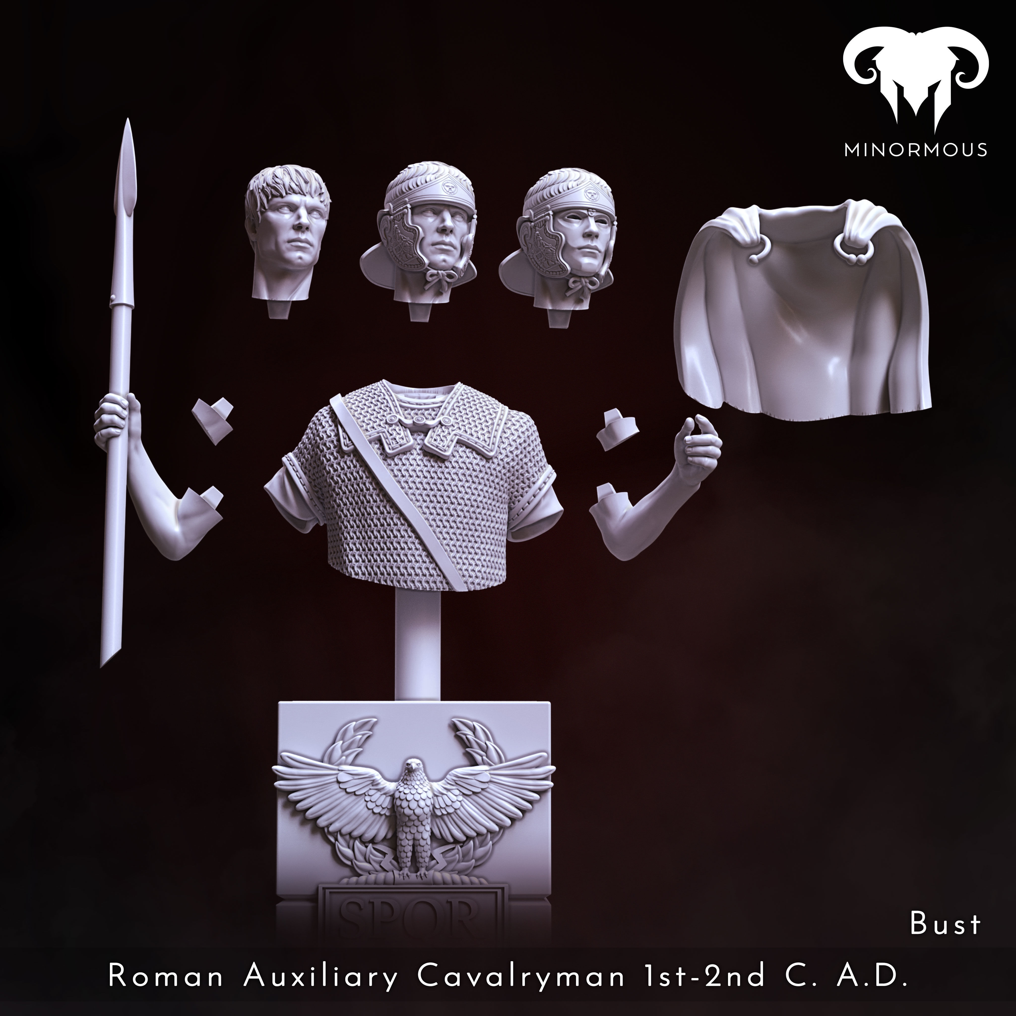 Bundle - Roman Aux Cavalryman 1st-2nd CAD Auxilia Equestrians 3D print model_2