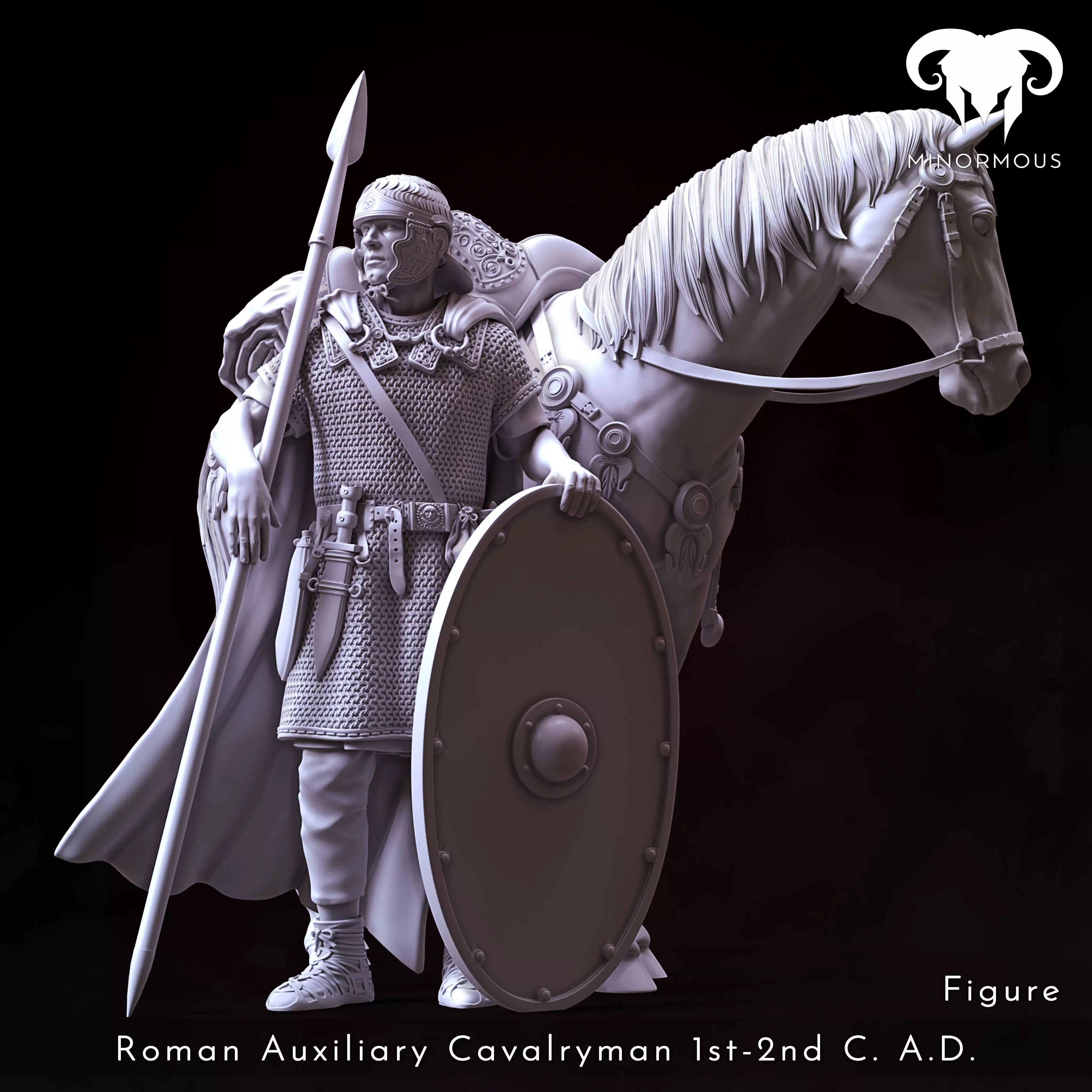 Figure-Horse - Roman Aux Cavalry 1st-2nd CAD Horsemens Antiquity 3D print model