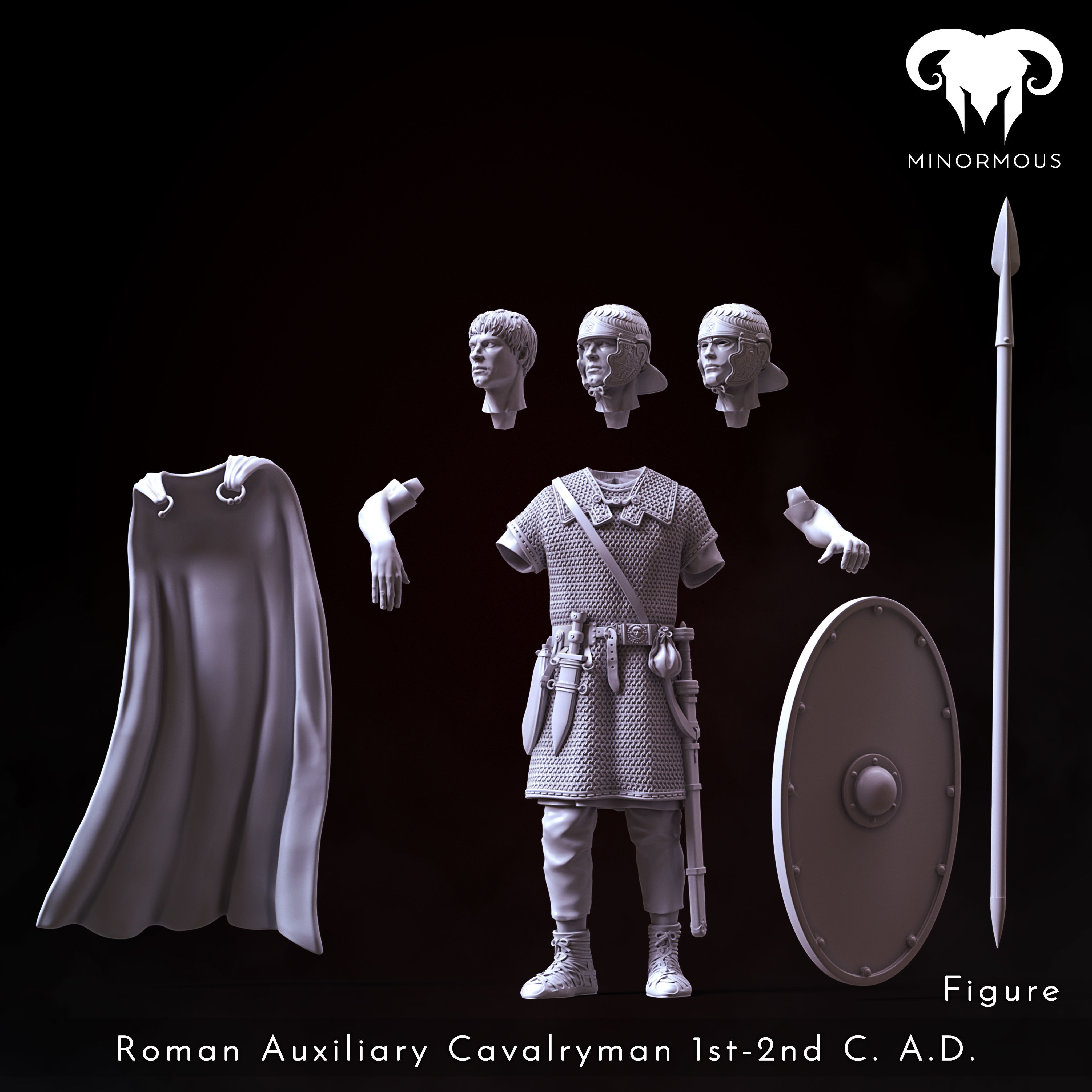 Bundle - Roman Aux Cavalryman 1st-2nd CAD Horsemen of Antiquity 3D print model_4