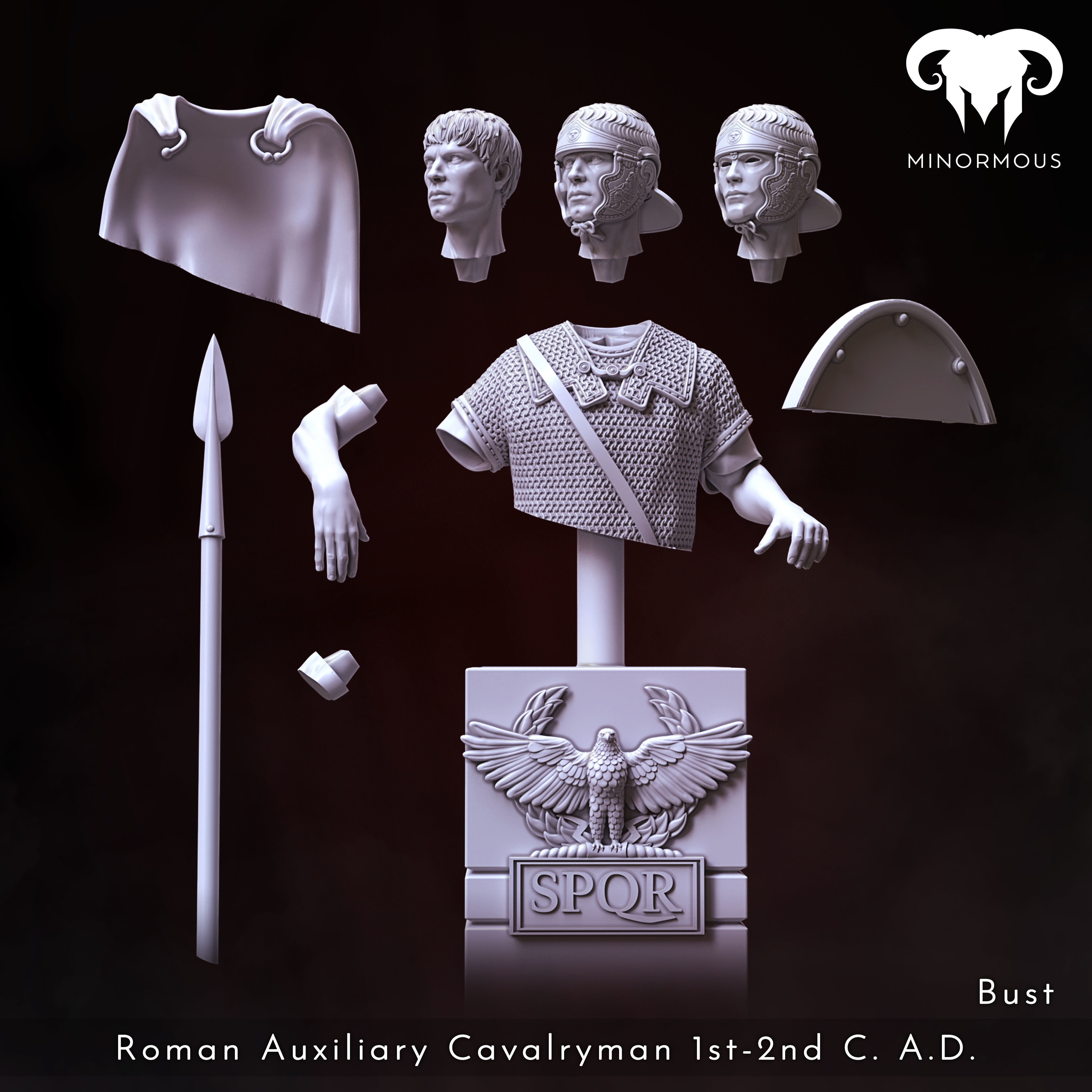 Bundle - Roman Aux Cavalryman 1st-2nd CAD Horsemen of Antiquity 3D print model_2