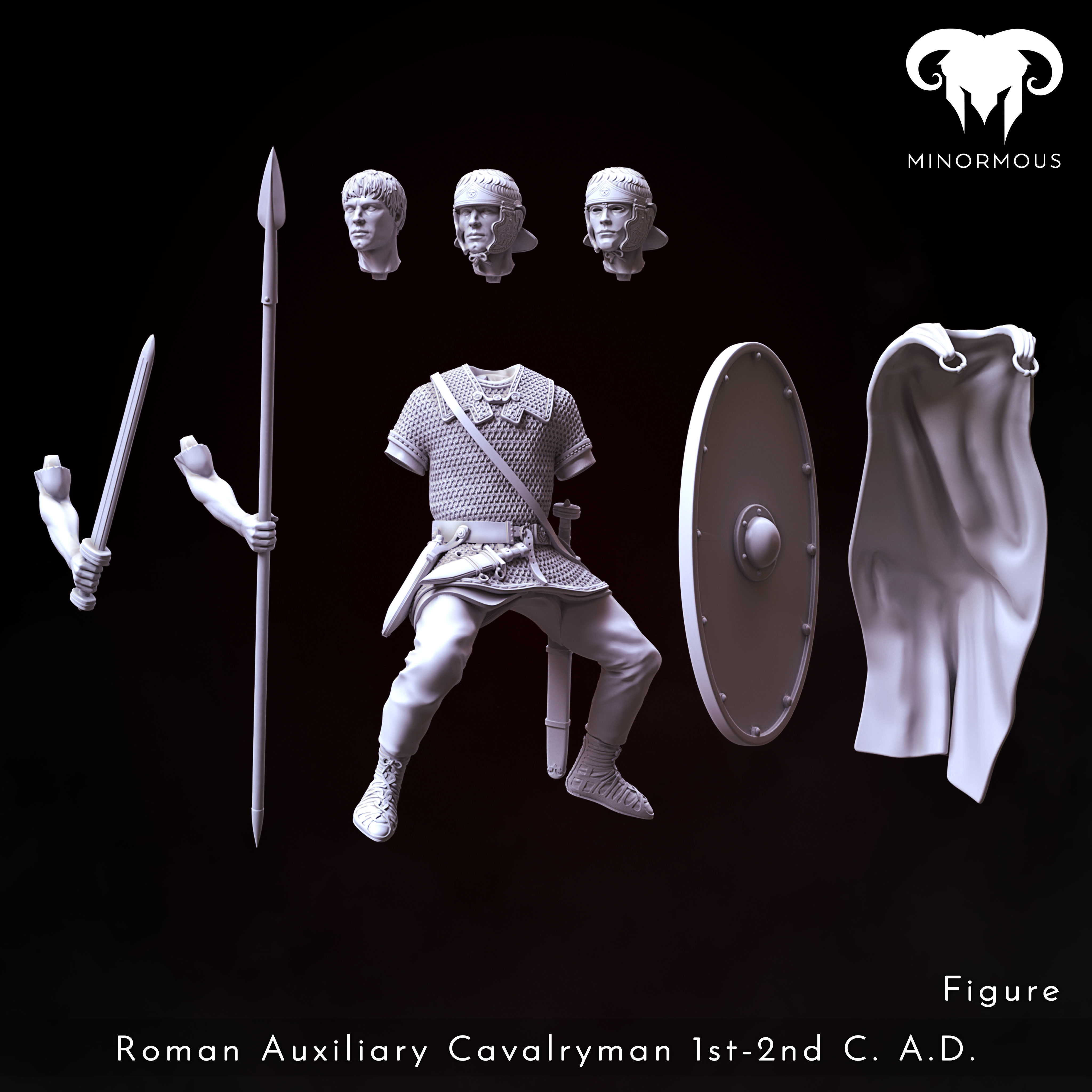 Bundle - Roman Aux Cavalryman 1st-2nd CAD Hooves of Honor 3D print model_3