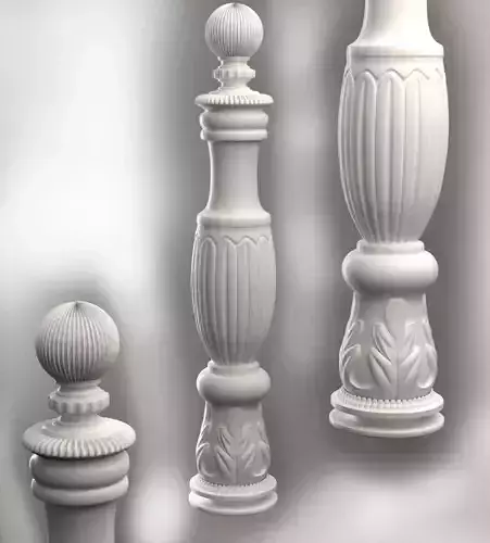 Baluster  column with leaves for cnc milling 3D print model 3D