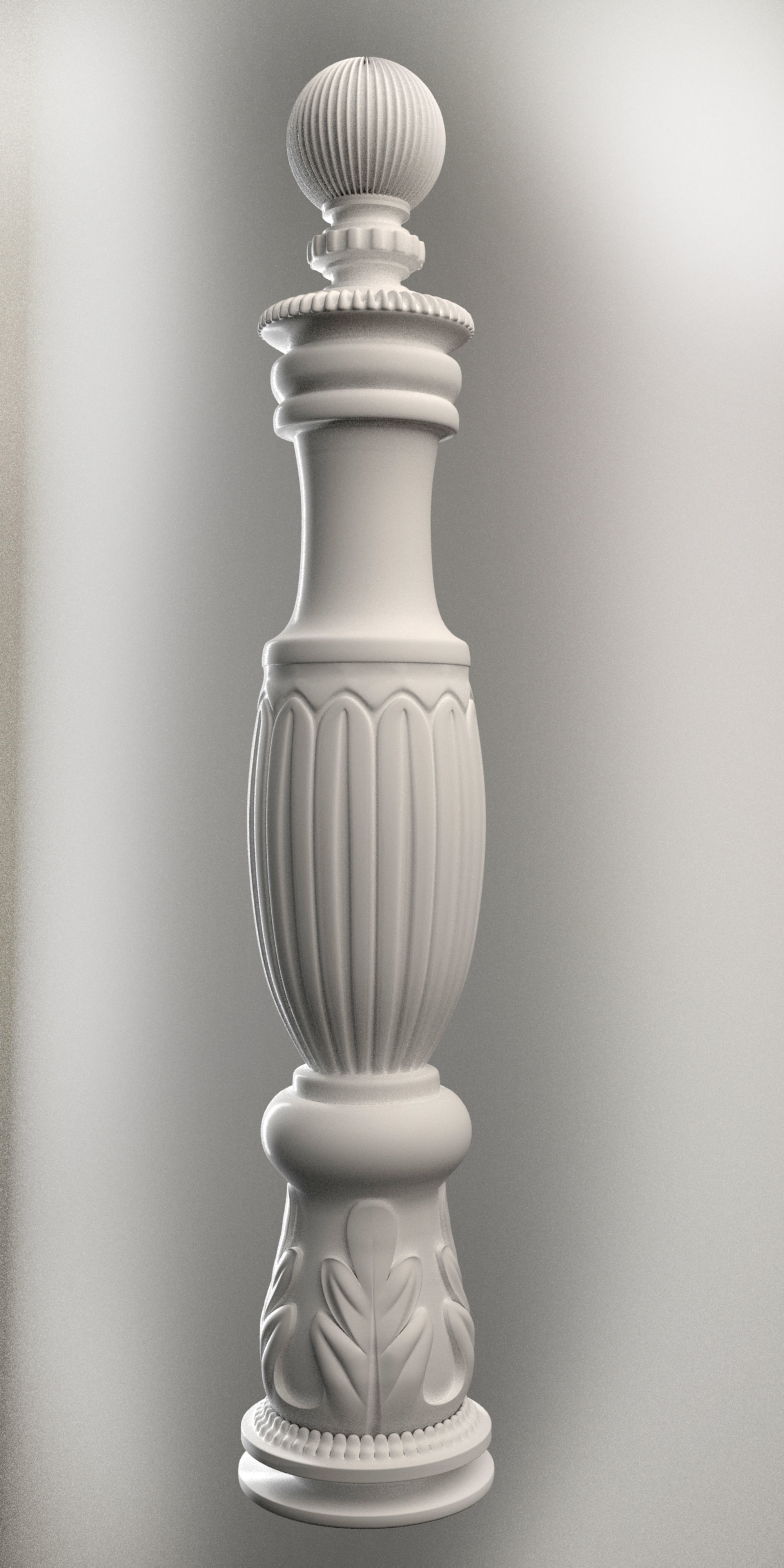 Baluster  column with leaves for cnc milling 3D print model 3D 3D print model_1