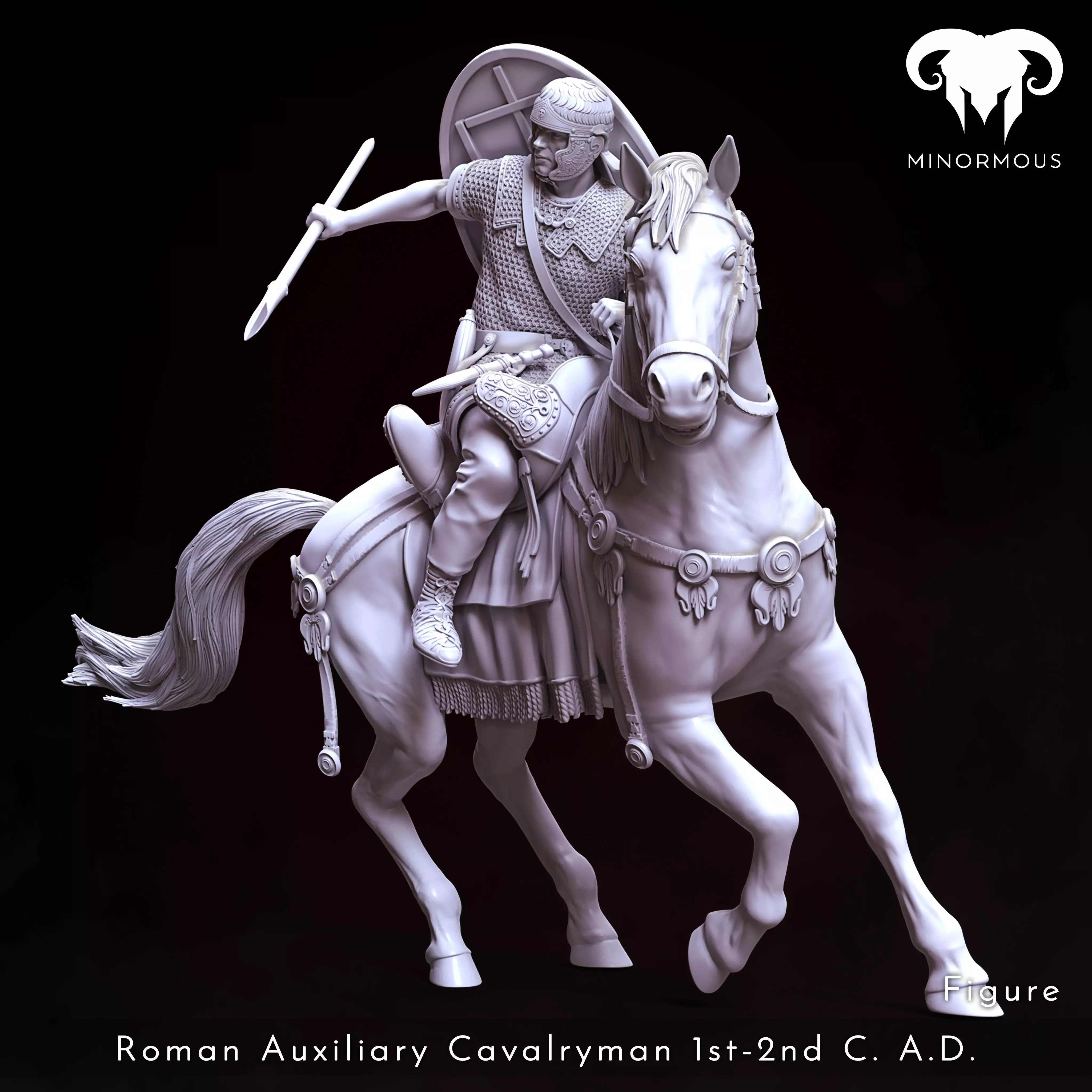 Figure-Horse - Roman Aux Cavalryman 1st-2nd CAD Riding with Rome 3D print model_0