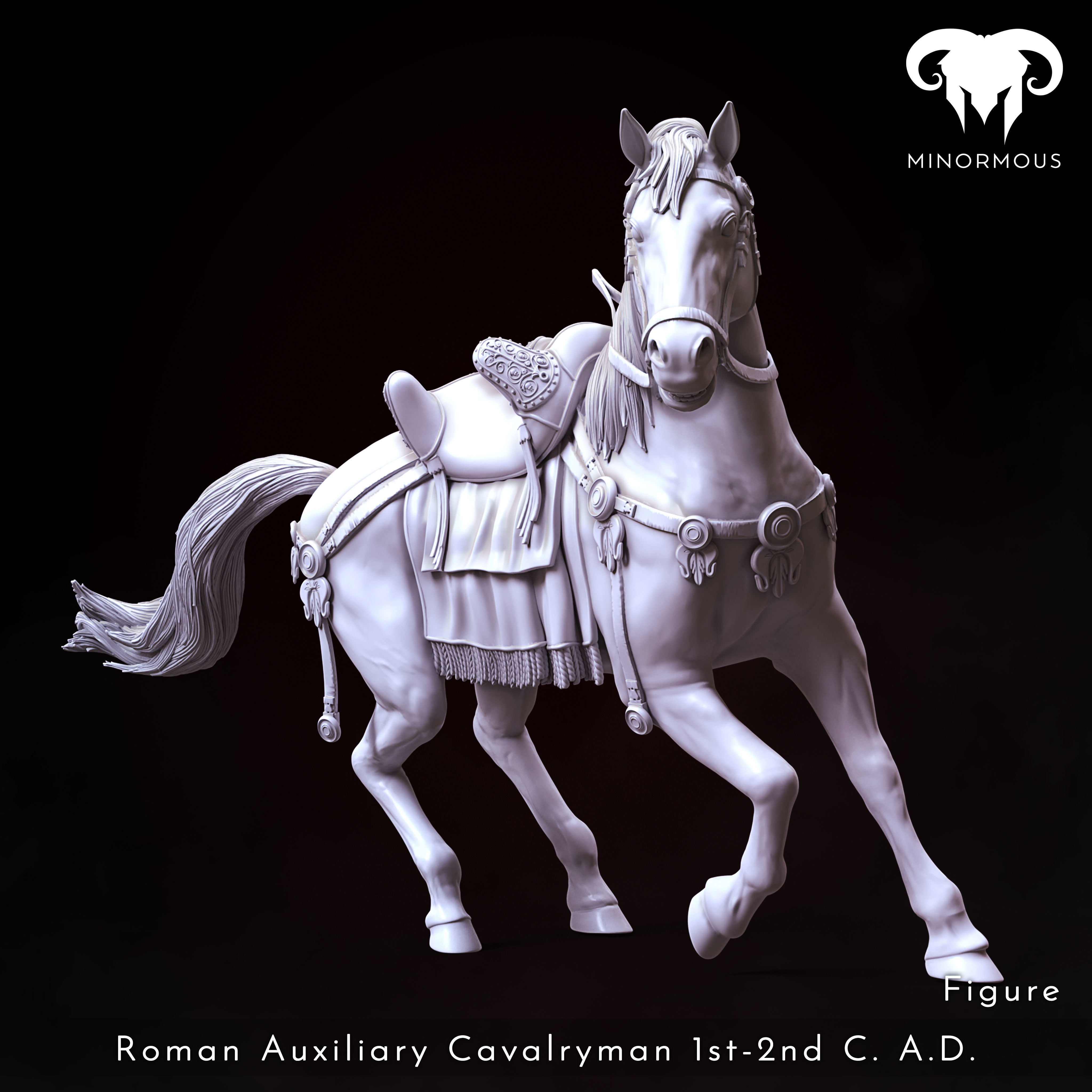 Figure-Horse - Roman Aux Cavalryman 1st-2nd CAD Riding with Rome 3D print model_5