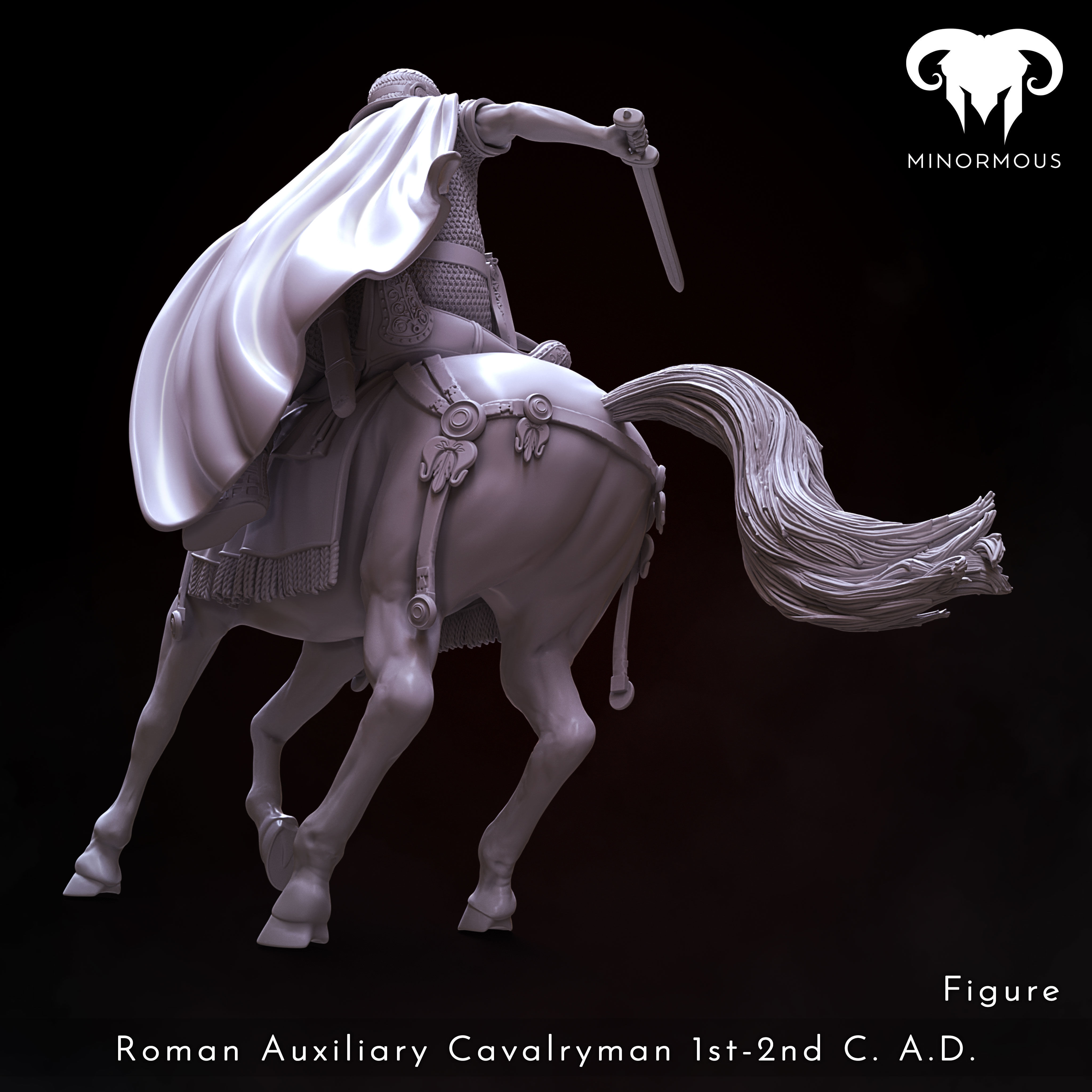 Figure-Horse - Roman Aux Cavalryman 1st-2nd CAD Riding with Rome 3D print model_4