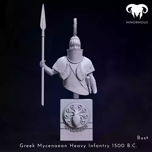 Bust - Greek Mycenaean Heavy Infantry 1500 BC Palace Guard 3D print model