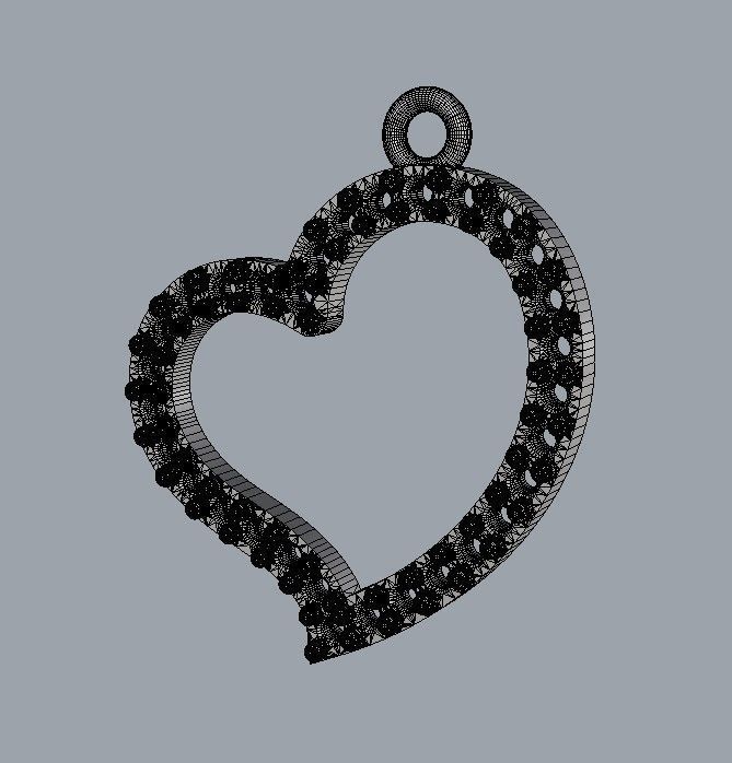 Heart Diamond Pendant 3D print model_14