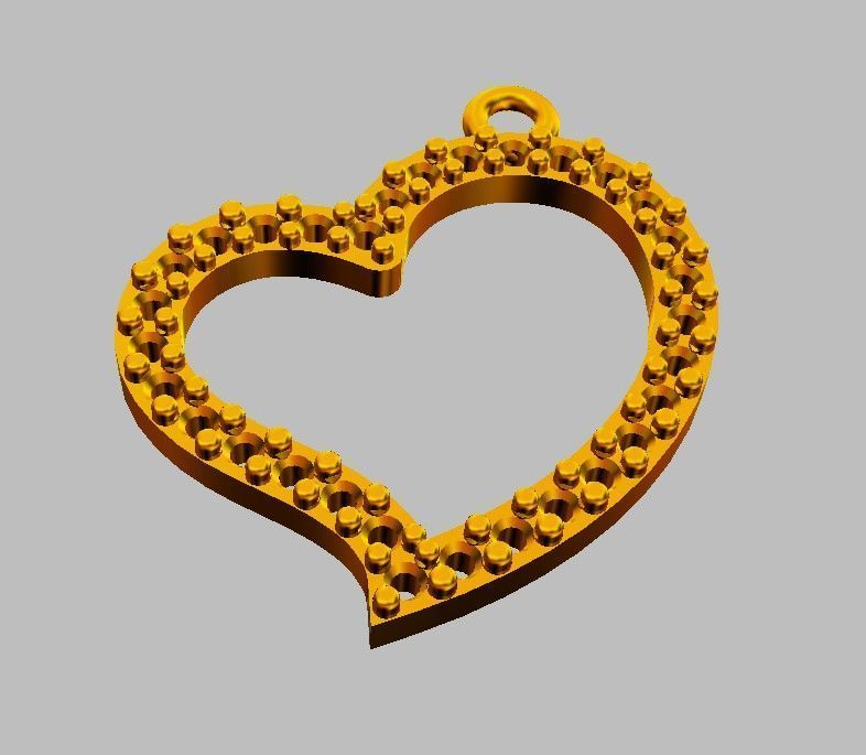 Heart Diamond Pendant 3D print model_13