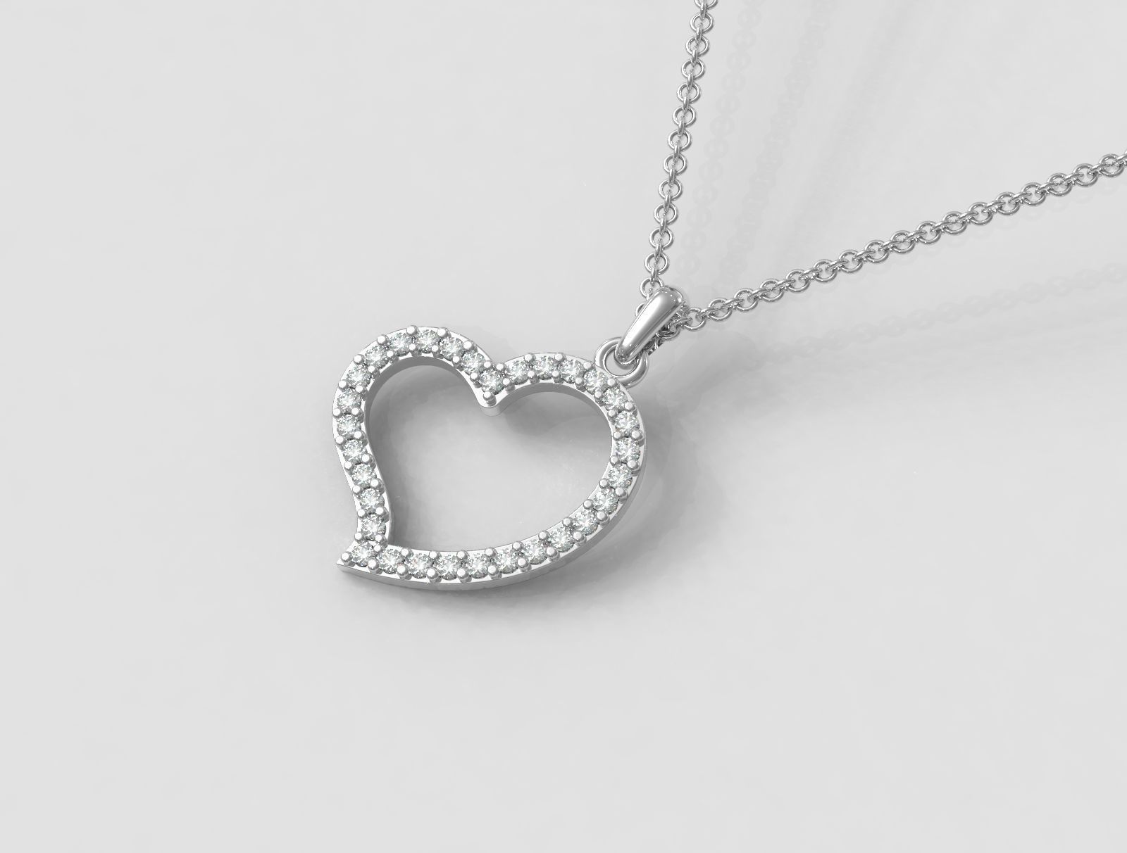 Heart Diamond Pendant 3D print model_1