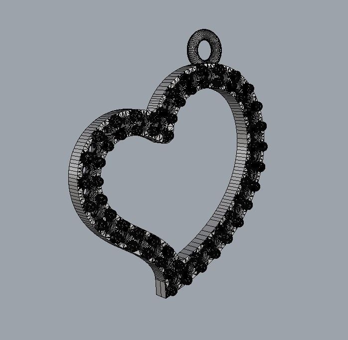 Heart Diamond Pendant 3D print model_15
