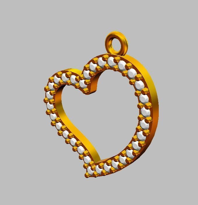 Heart Diamond Pendant 3D print model_8