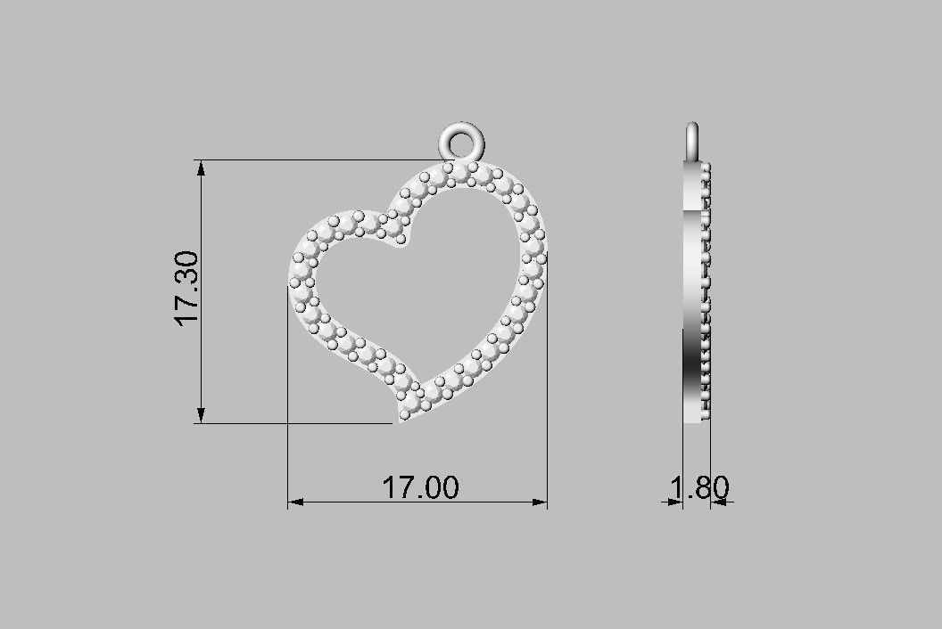 Heart Diamond Pendant 3D print model_3