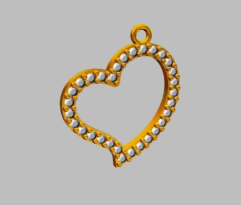 Heart Diamond Pendant 3D print model_5