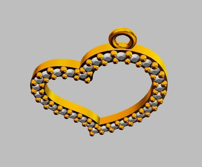 Heart Diamond Pendant 3D print model_9