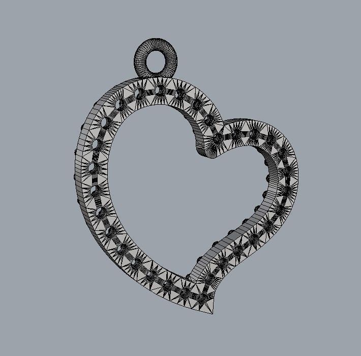 Heart Diamond Pendant 3D print model_17