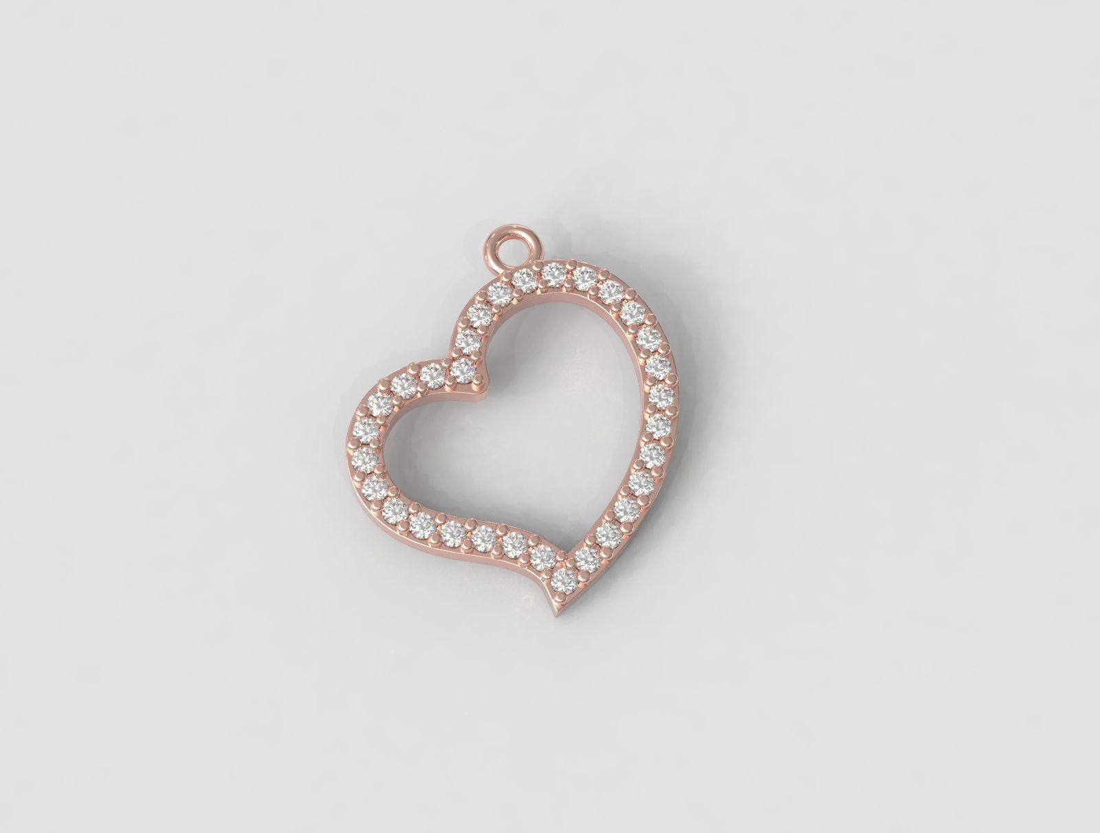 Heart Diamond Pendant 3D print model_2