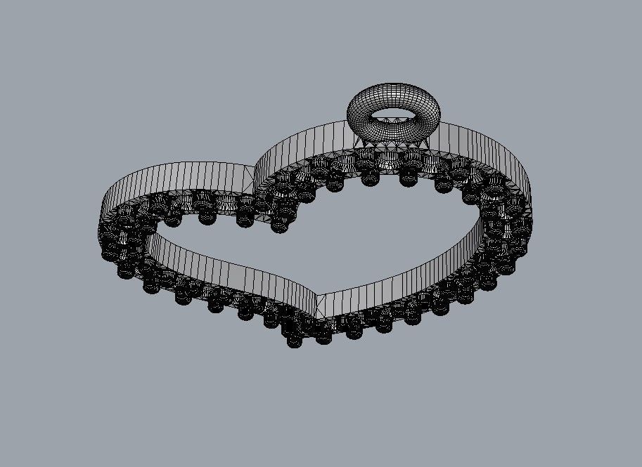 Heart Diamond Pendant 3D print model_16