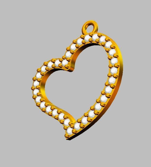 Heart Diamond Pendant 3D print model_6