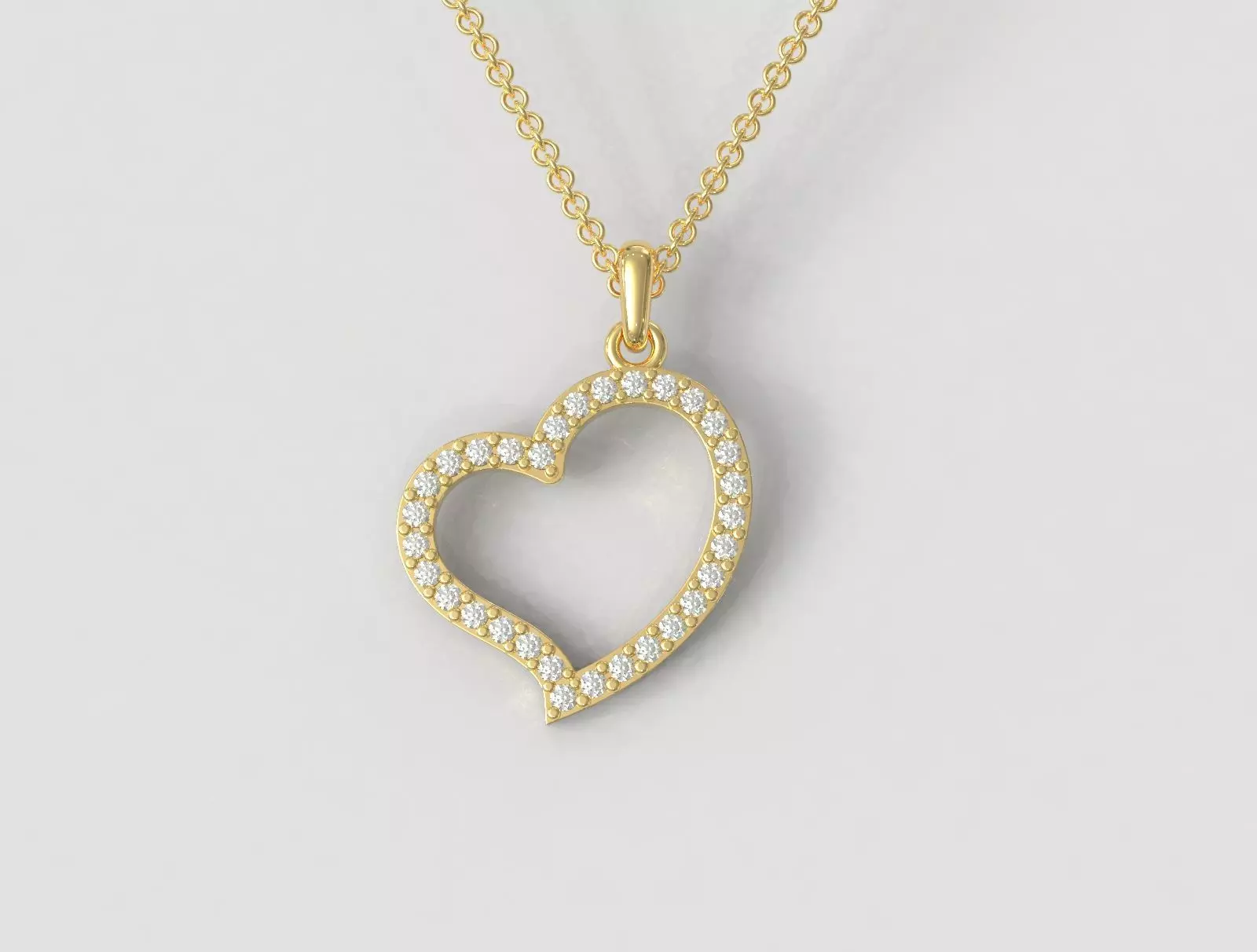 Heart Diamond Pendant 3D print model_0