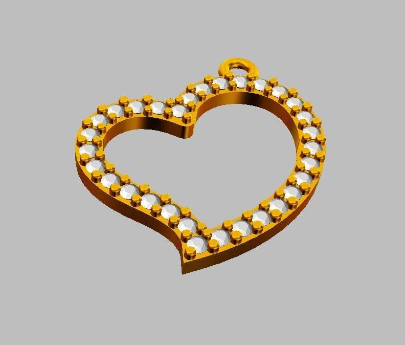 Heart Diamond Pendant 3D print model_7