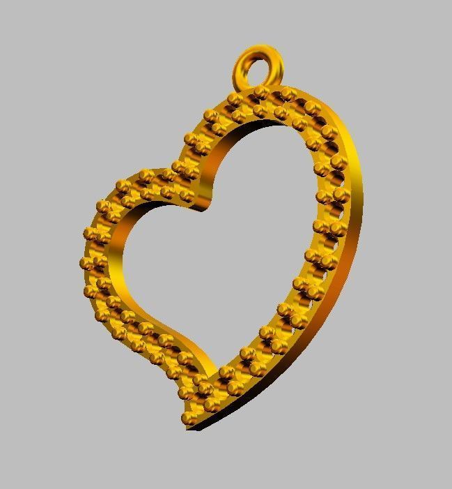 Heart Diamond Pendant 3D print model_11
