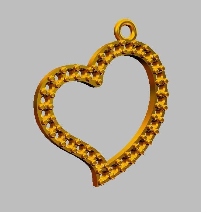 Heart Diamond Pendant 3D print model_12