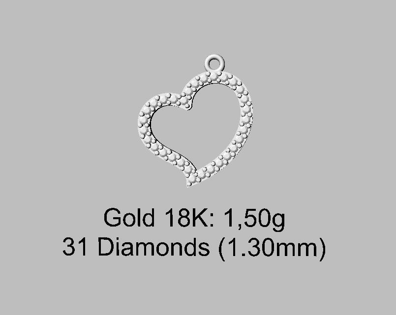 Heart Diamond Pendant 3D print model_4