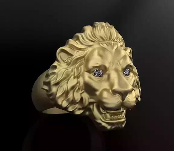 Lion ring 3DM STL OBJ model for 3D printing and CNC