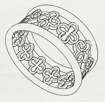 Patterned Ring 3D model Texture 3D print model_4