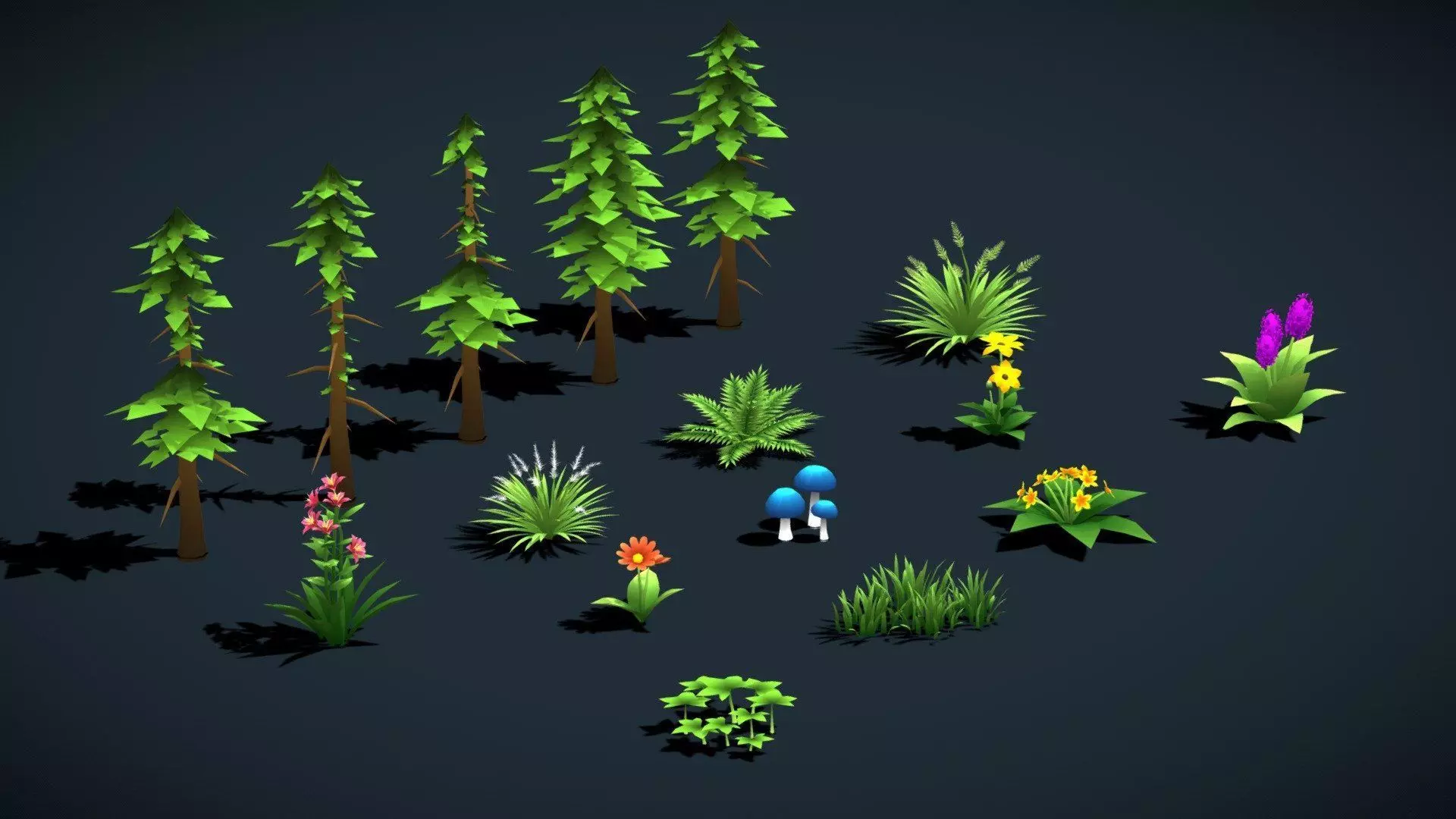 Stylized lowpoly game-ready nature assets pack vol-2 Low-poly 3D model_0