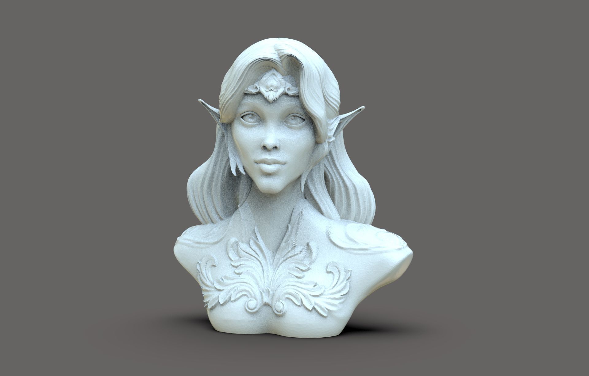 Young Elf Bust 3D print model_1