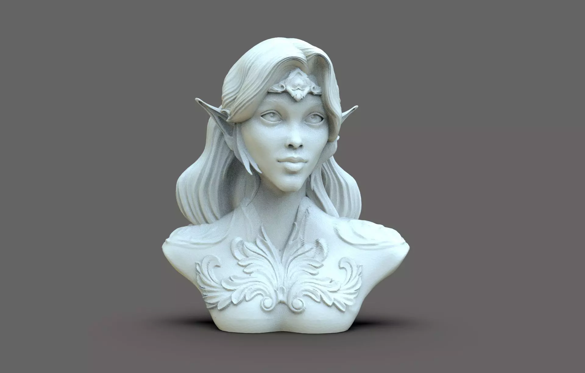 Young Elf Bust 3D print model_0
