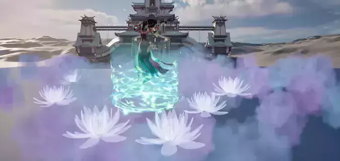 ue 5 China Mogao Grottoes backhand playing pipa fairy