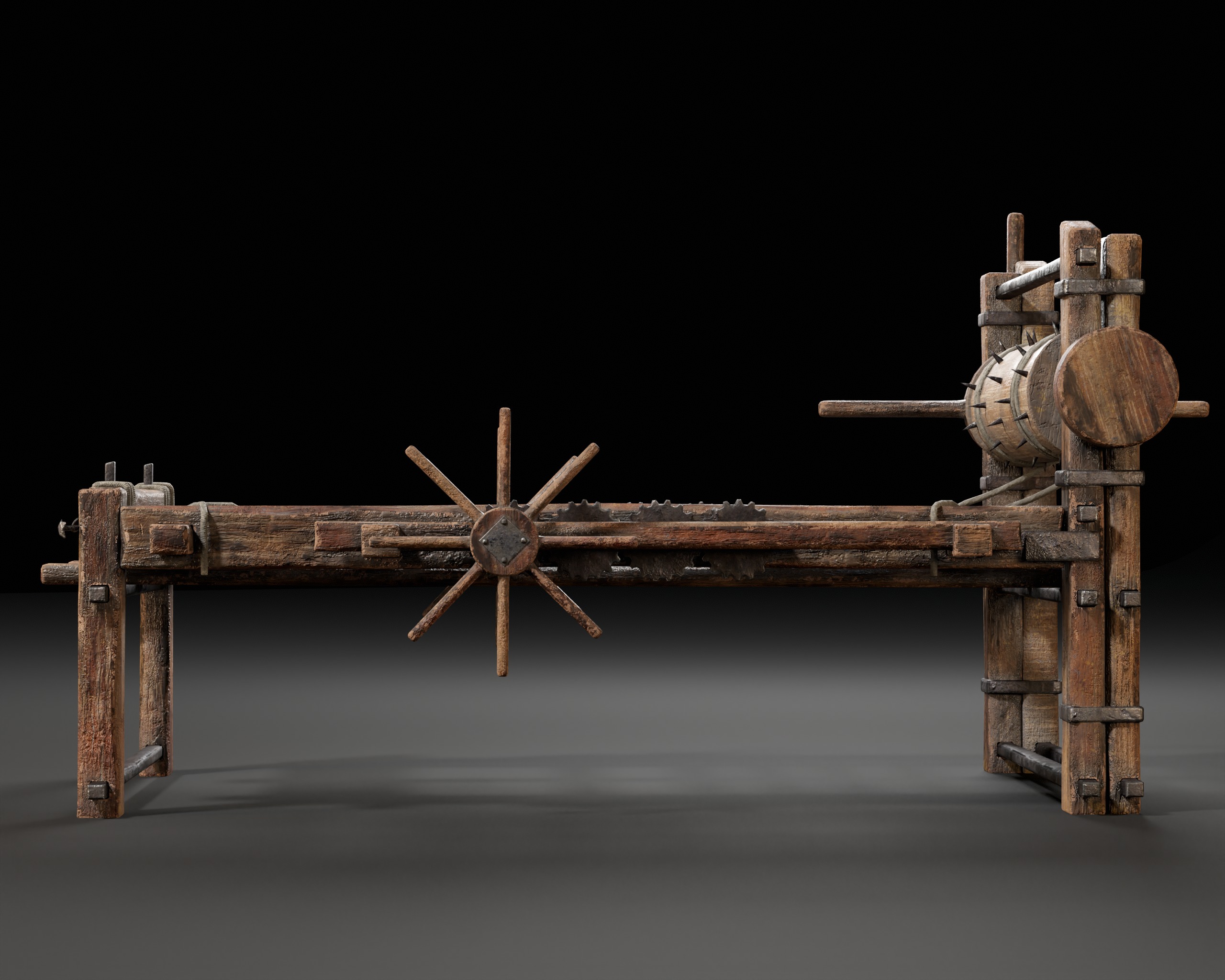 Medieval Spiked Rack Torture Device Low-poly 3D model_16
